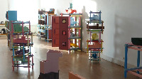 Pjotr Müller, detail uit de expositie in PHŒBUS•Rotterdam, 2011: 'Rietveld als pastelkleurig oerwoud, tussen religie en spel'
PHŒBUS•Rotterdam
